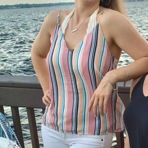 Pink summer striped tank!